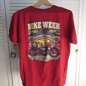 Vintage-Red Bike Week 2015 74th Annual 2015 Daytona Beach T-Shift - Large